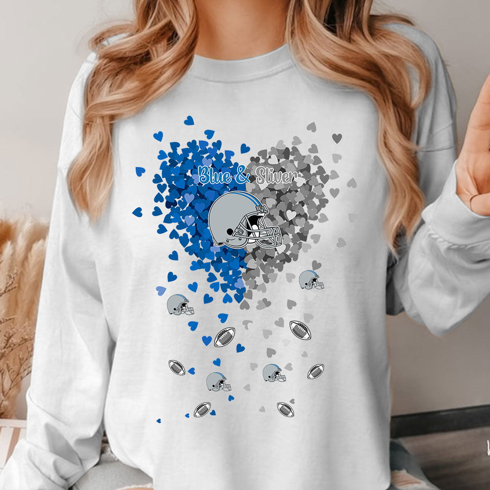 Detroit Football Silver and Blue in My Heart Sweatshirt T Shirts hoodie - Gift For Mens, Womens and Detroit Lovers