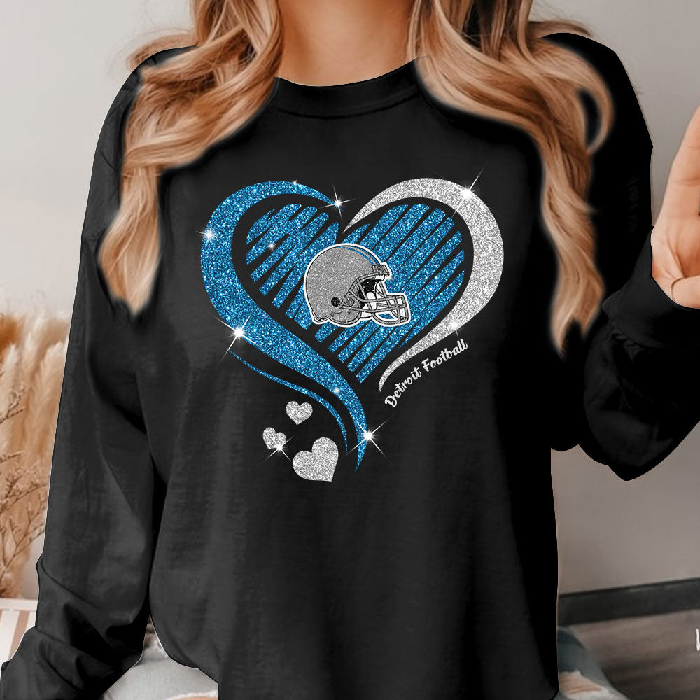 Detroit Football Twinkle Heart Hoodie, Long Sleeve, T Shirts, Sweatshirt For Men & Women, Detroit Lover