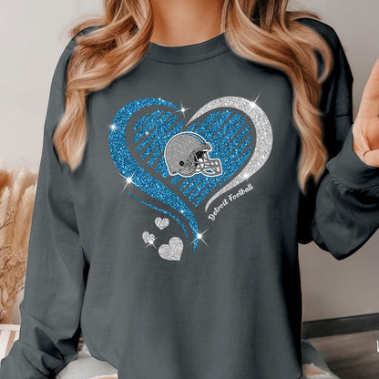 Detroit Football Twinkle Heart Hoodie, Long Sleeve, T Shirts, Sweatshirt For Men & Women, Detroit Lover