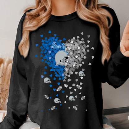 Detroit Football Silver and Blue in My Heart Sweatshirt T Shirts hoodie - Gift For Mens, Womens and Detroit Lovers