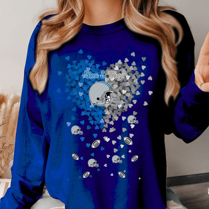 Detroit Football Silver and Blue in My Heart T Shirts hoodie, Sweatshirt - Gift For Mens, Womens and Detroit Lovers