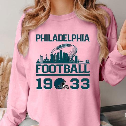 Philadelphia Football Skyline Long Sleeve Shirts For Men Women Family Love Philadelphia Sport, 1933 Philadelphia Football Long Sleeve Shirts