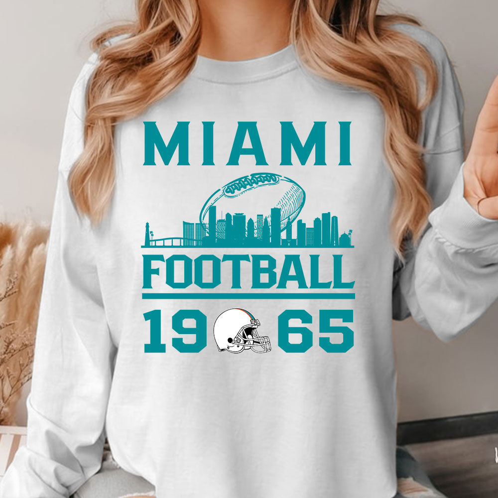 Miami Football Skyline T-Shirts For Men Women Family Love Miami Sport, 1965 Miami Football T-Shirts