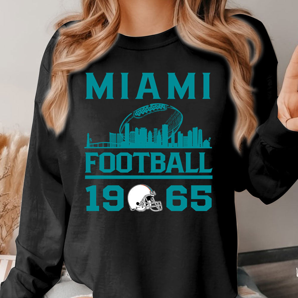 Miami Football Skyline T-Shirts For Men Women Family Love Miami Sport, 1965 Miami Football T-Shirts