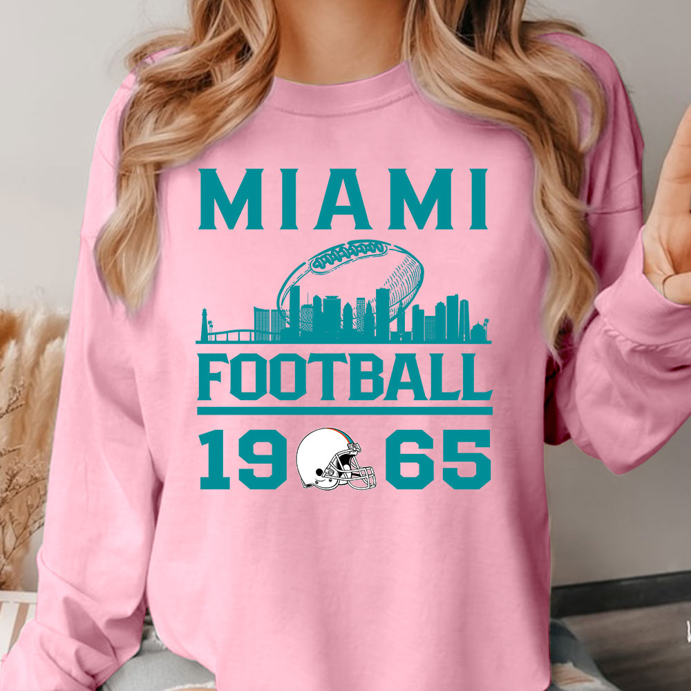 Miami Football Skyline T-Shirts For Men Women Family Love Miami Sport, 1965 Miami Football T-Shirts