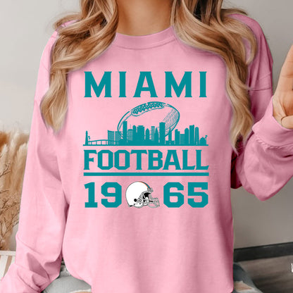 Miami Football Skyline T-Shirts For Men Women Family Love Miami Sport, 1965 Miami Football T-Shirts