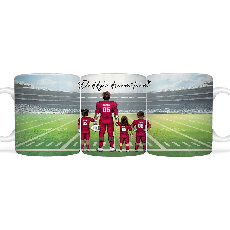 Personalized Football Family Dad Mug, Daddy Dream Team Football Mug