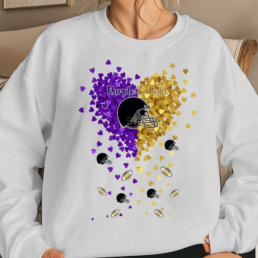 Baltimore Football Purple And Metallic Gold in My Heart Hoodie, T Shirts, Sweatshirt - Gift For Mens, Womens and Baltimore Lovers