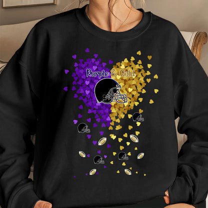 Baltimore Football Purple And Metallic Gold in My Heart Long Sleeve T Shirts hoodie - Gift For Mens, Womens and Baltimore Lovers