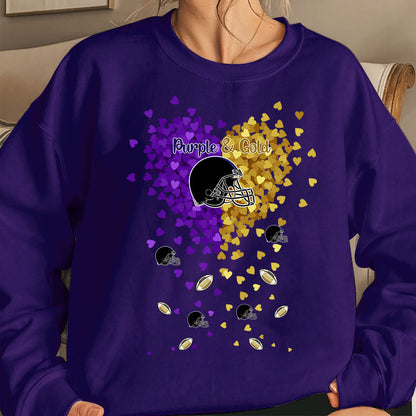 Baltimore Football Purple And Metallic Gold in My Heart Long Sleeve T Shirts hoodie - Gift For Mens, Womens and Baltimore Lovers