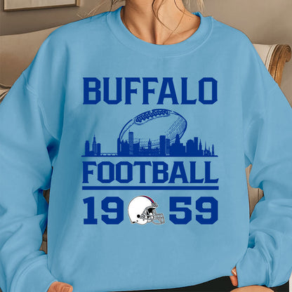 Buffalo Football Skyline Long Sleeve Shirts For Men Women Family Love Buffalo Sport, 1959 Buffalo Football Long Sleeve Shirts