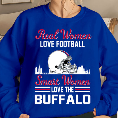 Buffalo Football Real Women Love Fottball Smart Women Love The Buffalo Hoodie, Sweatshirt, Long Sleeve, T Shirts For Buffalo Lovers