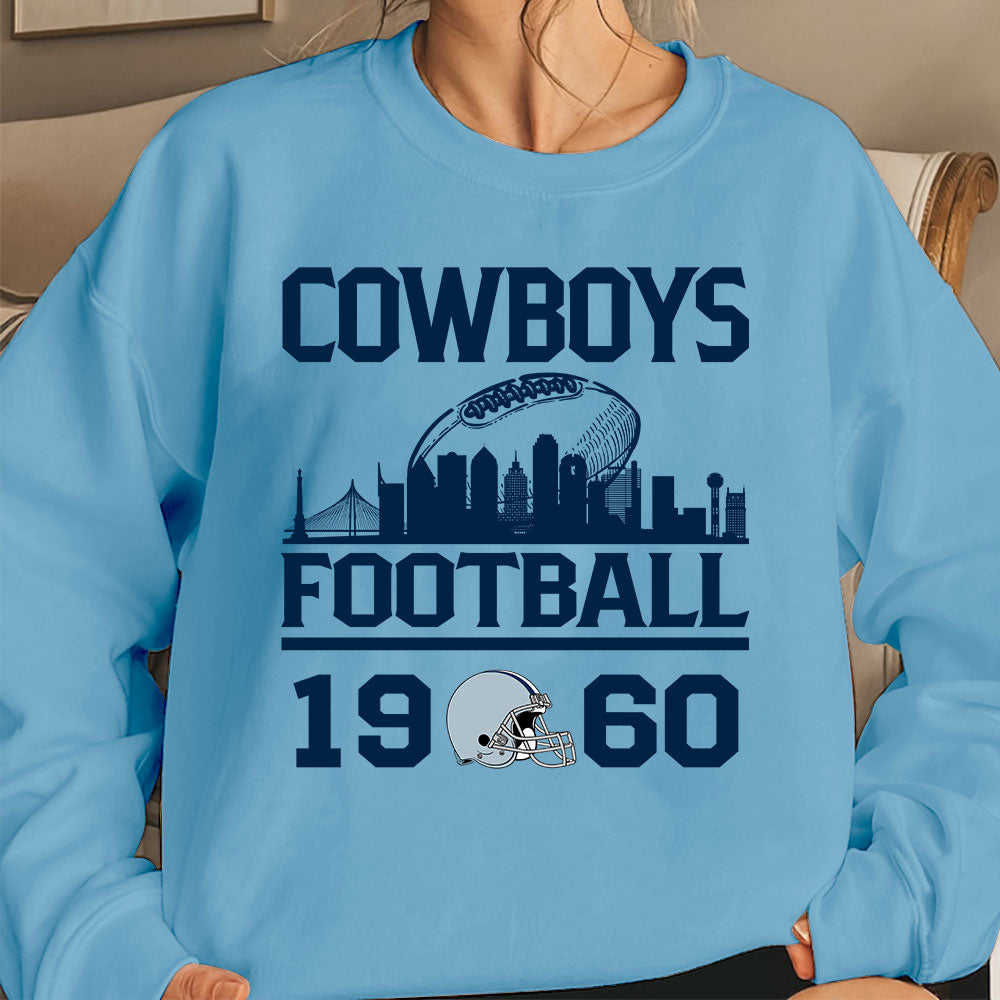 Cowboys Football Skyline Long Sleeve Shirts For Men Women Family Love Cowboys Sport, 1960 Cowboys Football Long Sleeve Shirts