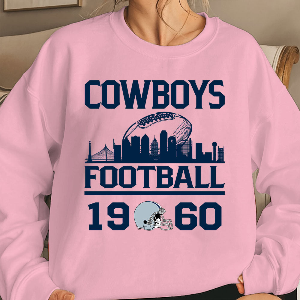 Cowboys Football Skyline Long Sleeve Shirts For Men Women Family Love Cowboys Sport, 1960 Cowboys Football Long Sleeve Shirts