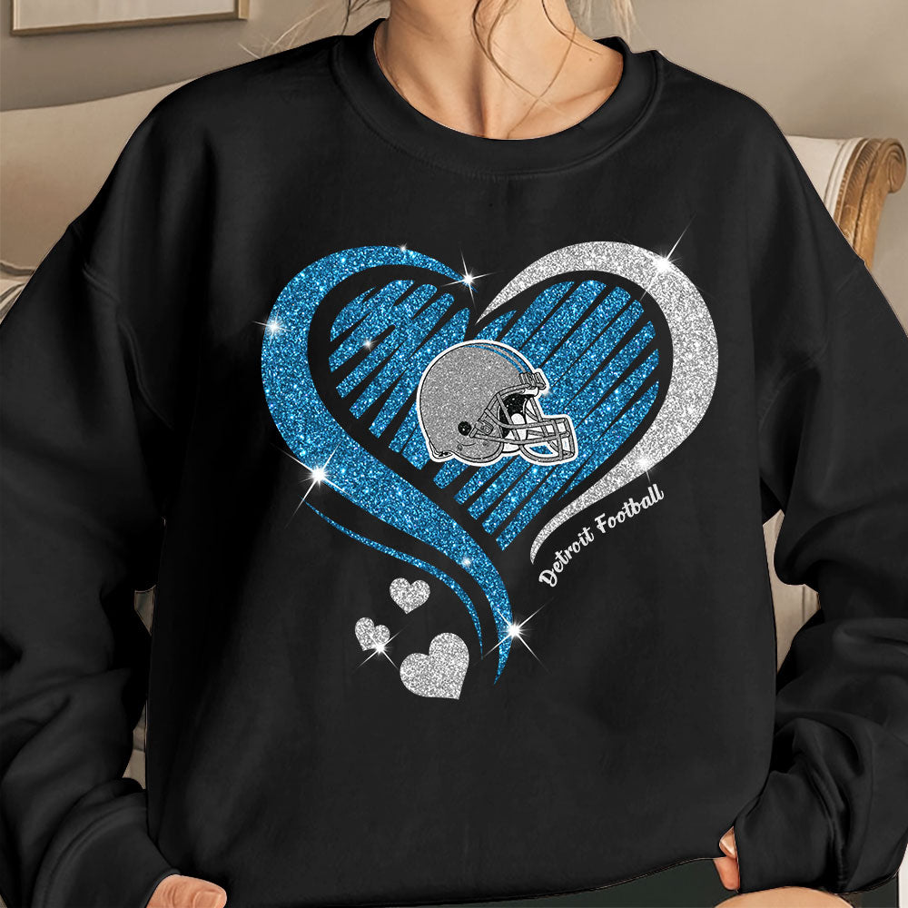 Detroit Football Twinkle Heart Hoodie, Long Sleeve, T Shirts, Sweatshirt For Men & Women, Detroit Lover