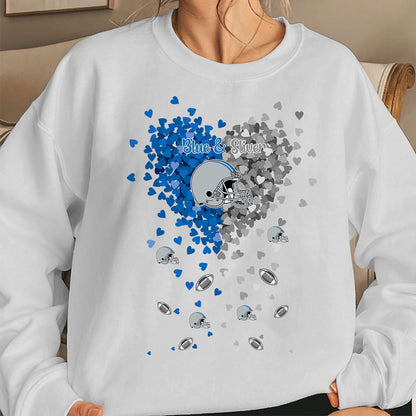 Detroit Football Silver and Blue in My Heart Sweatshirt T Shirts hoodie - Gift For Mens, Womens and Detroit Lovers