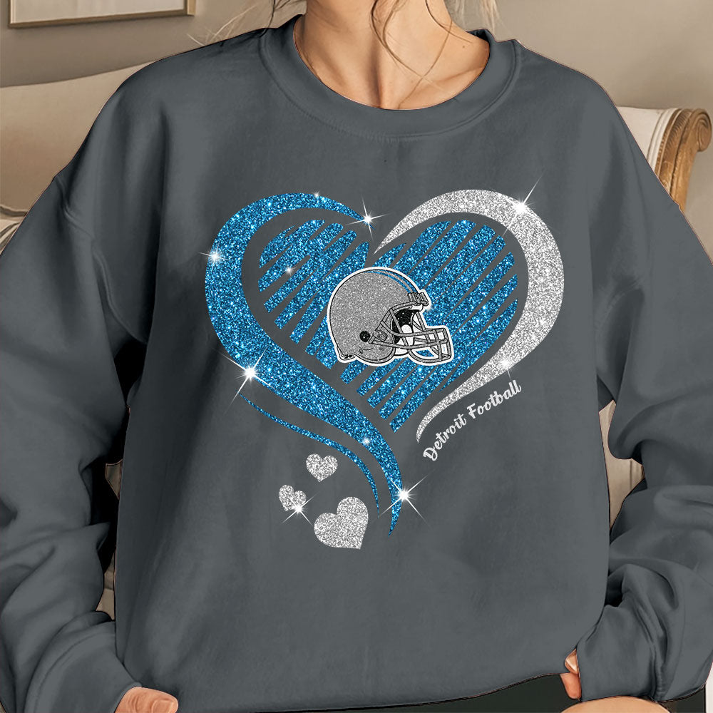 Detroit Football Twinkle Heart Hoodie, Long Sleeve, T Shirts, Sweatshirt For Men & Women, Detroit Lover