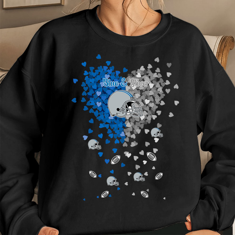 Detroit Football Silver and Blue in My Heart Sweatshirt T Shirts hoodie - Gift For Mens, Womens and Detroit Lovers