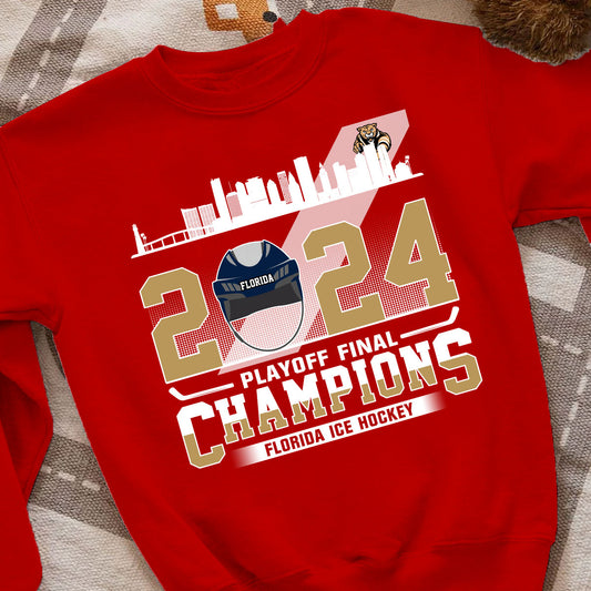 Florida Ice Hockey 2024 Playoff Final Champions Sweatshirt, Florida Hockey Skyline Shirt Gift For Florida Ice Hockey Lovers