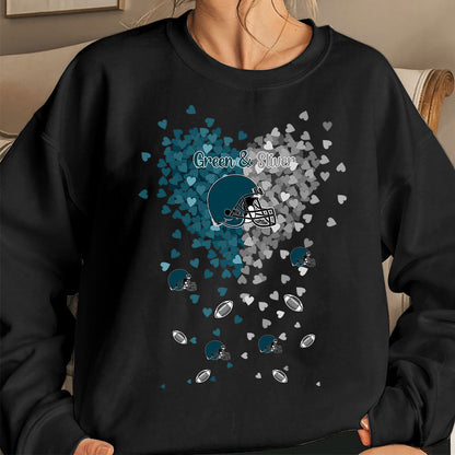 Philadelphia Football Midnight Green and Silver in My Heart Long Sleeve T Shirts hoodie - Gift For Mens, Womens and Philadelphia Lovers