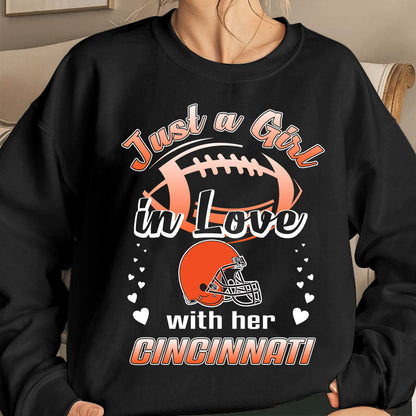 Cincinnati Football Just A Girl In Love With her Cincinnati T Shirt, Hoodie, Sweatshirt, Long Sleeve