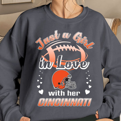 Cincinnati Football Just A Girl In Love With her Cincinnati T Shirt, Hoodie, Sweatshirt, Long Sleeve