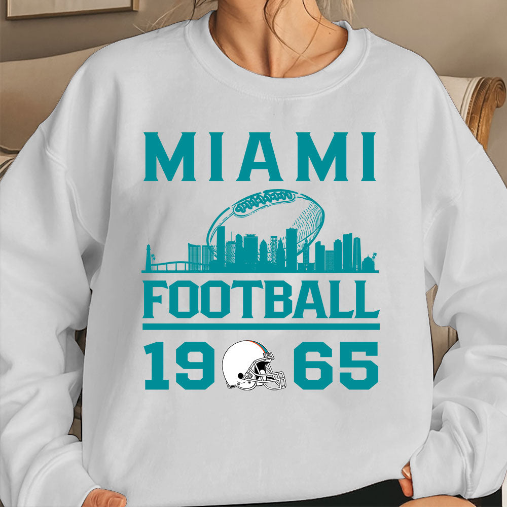 Miami Football Skyline T-Shirts For Men Women Family Love Miami Sport, 1965 Miami Football T-Shirts