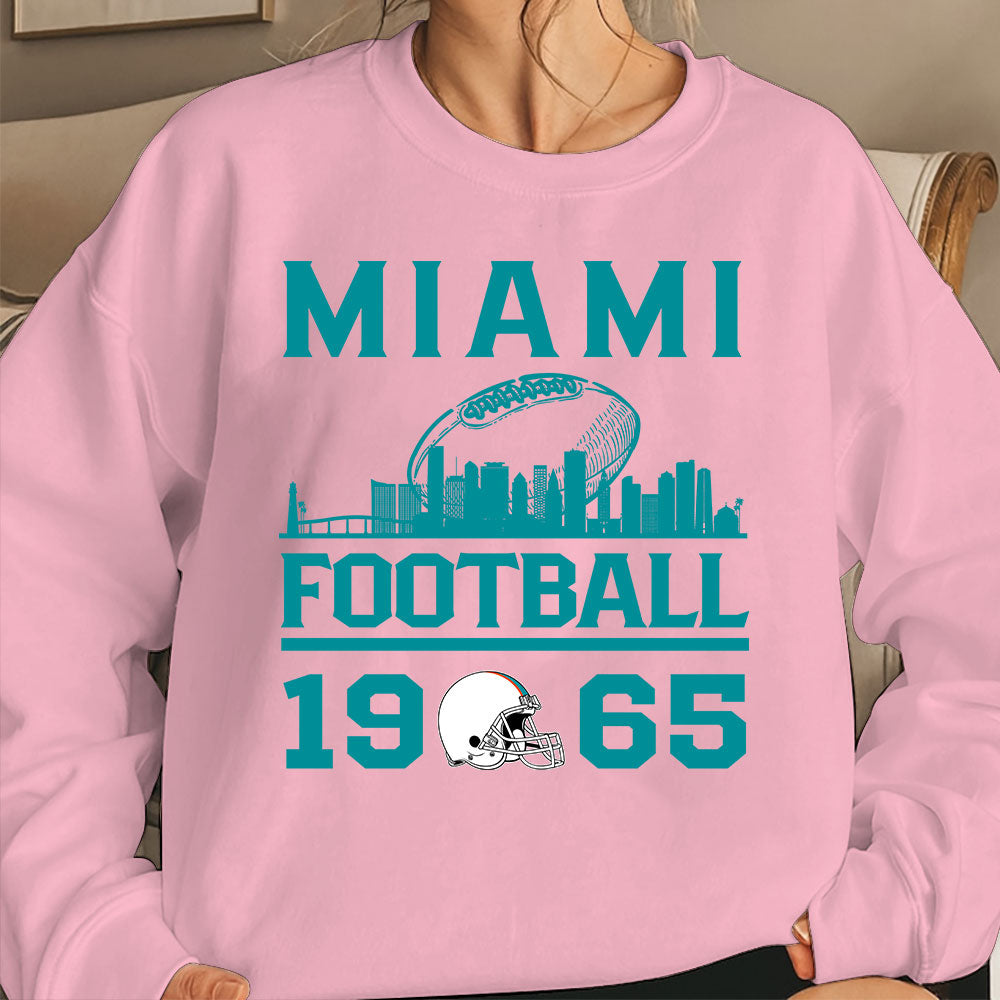 Miami Football Skyline T-Shirts For Men Women Family Love Miami Sport, 1965 Miami Football T-Shirts