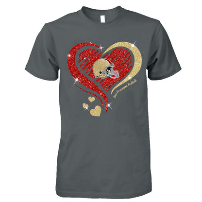 San Francisco Football Twinkle Heart Hoodie, Sweatshirt, Long Sleeve, T Shirts For Men & Women, San Francisco Lover