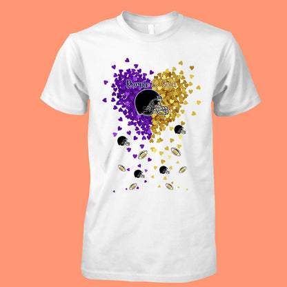 Baltimore Football Purple And Metallic Gold in My Heart Long Sleeve T Shirts hoodie - Gift For Mens, Womens and Baltimore Lovers