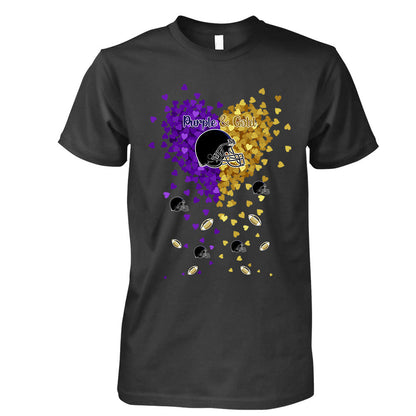 Baltimore Football Purple And Metallic Gold in My Heart Long Sleeve T Shirts hoodie - Gift For Mens, Womens and Baltimore Lovers