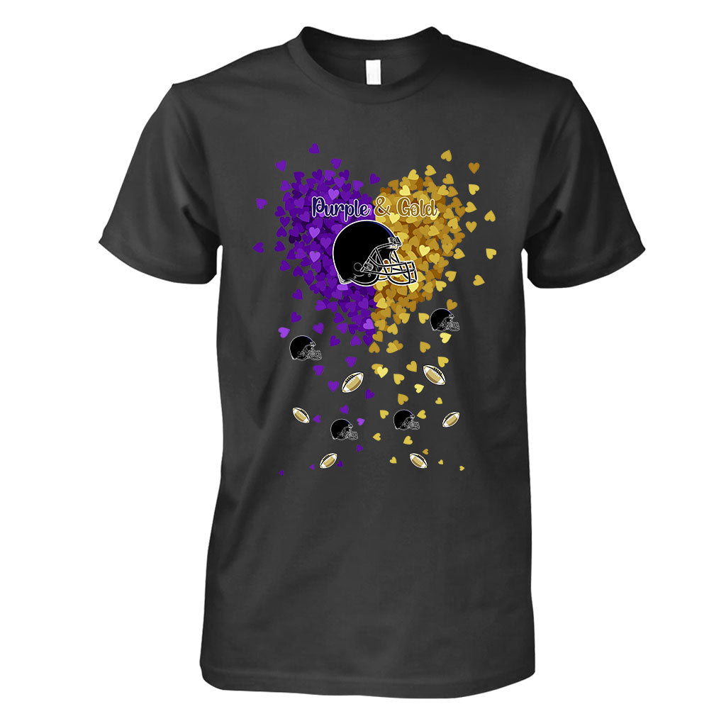 Baltimore Purple And Metallic Gold in My Heart T Shirts hoodie, Sweatshirt - Gift For Mens, Womens and Baltimore Lovers