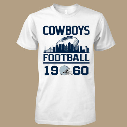 Cowboys Football Skyline T-Shirts For Men Women Family Love Cowboys Sport, 1960 Cowboys Football T-Shirts