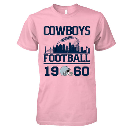 Cowboys Football Skyline Long Sleeve Shirts For Men Women Family Love Cowboys Sport, 1960 Cowboys Football Long Sleeve Shirts