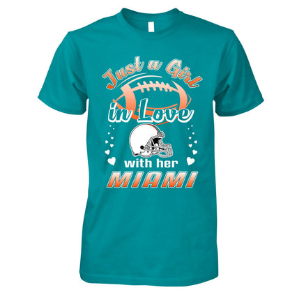 Miami Football Just A Girl In Love With her Miami Long Sleeve, Sweatshirt, Hoodie, T Shirt