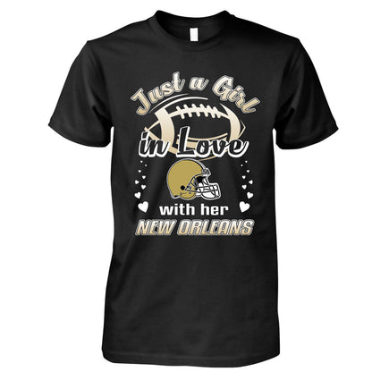 New Orleans Football Just A Girl In Love With her New Orleans T Shirt, Long Sleeve, Sweatshirt, Hoodie