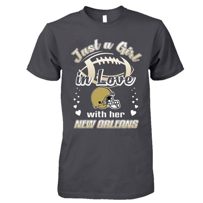 New Orleans Football Just A Girl In Love With her New Orleans Long Sleeve, Sweatshirt, Hoodie, T Shirt