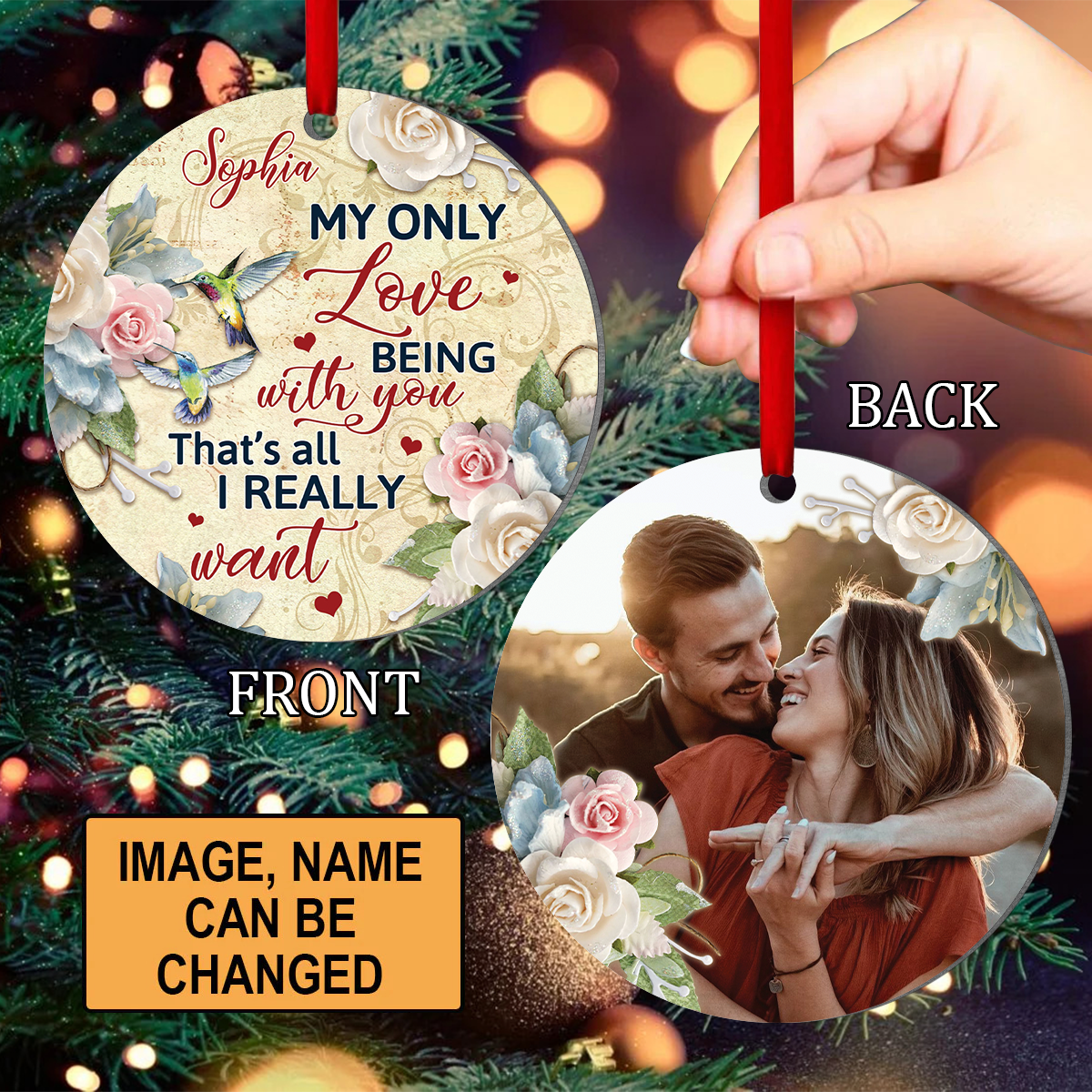 Couple - Personalized Circle Acrylic Ornament - Being with you that's all I really want - Christmas Gift For Couple, Spouse, Lover, Husband, Wife, Boyfriend, Girlfriend copy