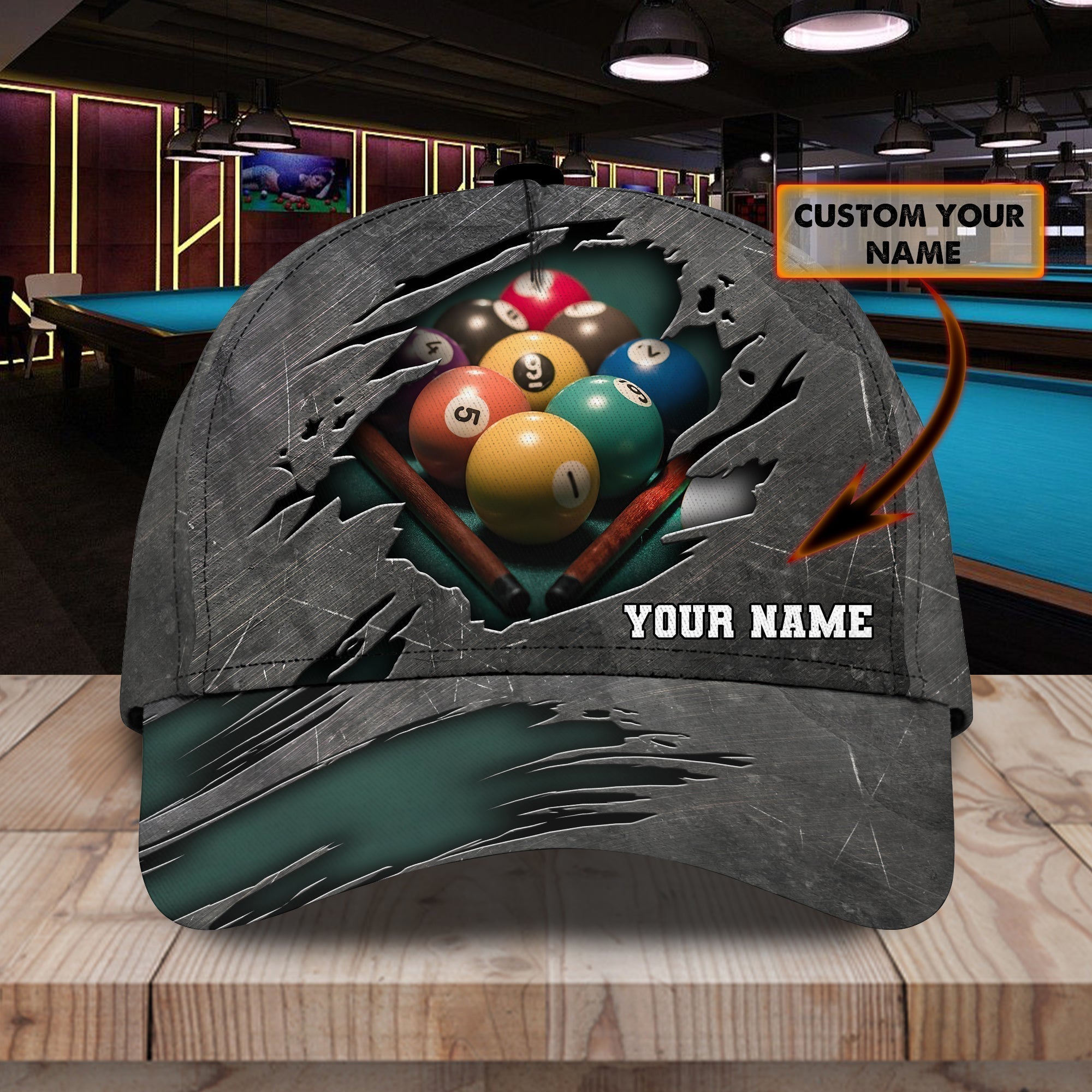 Billiard Lover Personalized Name 3D Over Printed Classic Cap Hat Gifts For Billiards Lovers