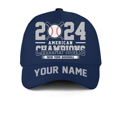 Personalized New York Y Baseball 2024 American Champions Hat, NY Baseball American Champs Baseball Classic Cap Gifts