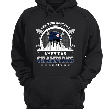 New York Baseball Skyline 2024 American Champions Hoodie, NY Baseball American Champs Hoodie, New York Baseball Champs Gifts