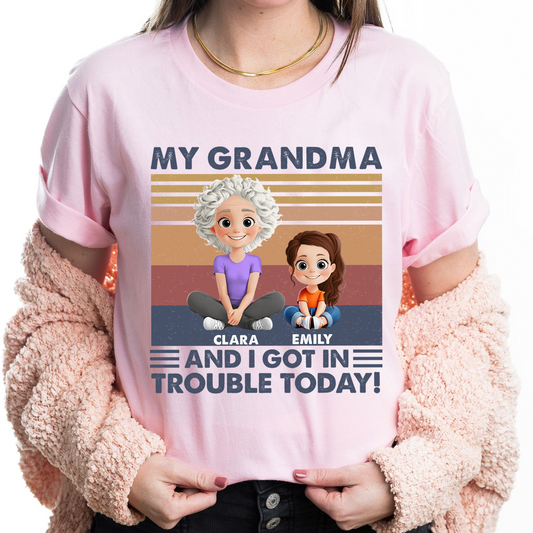 Personalized Shirt Gift For Grandkids, Granddaughter Grandson, Grandma And I Got In Trouble Shirt - HN39