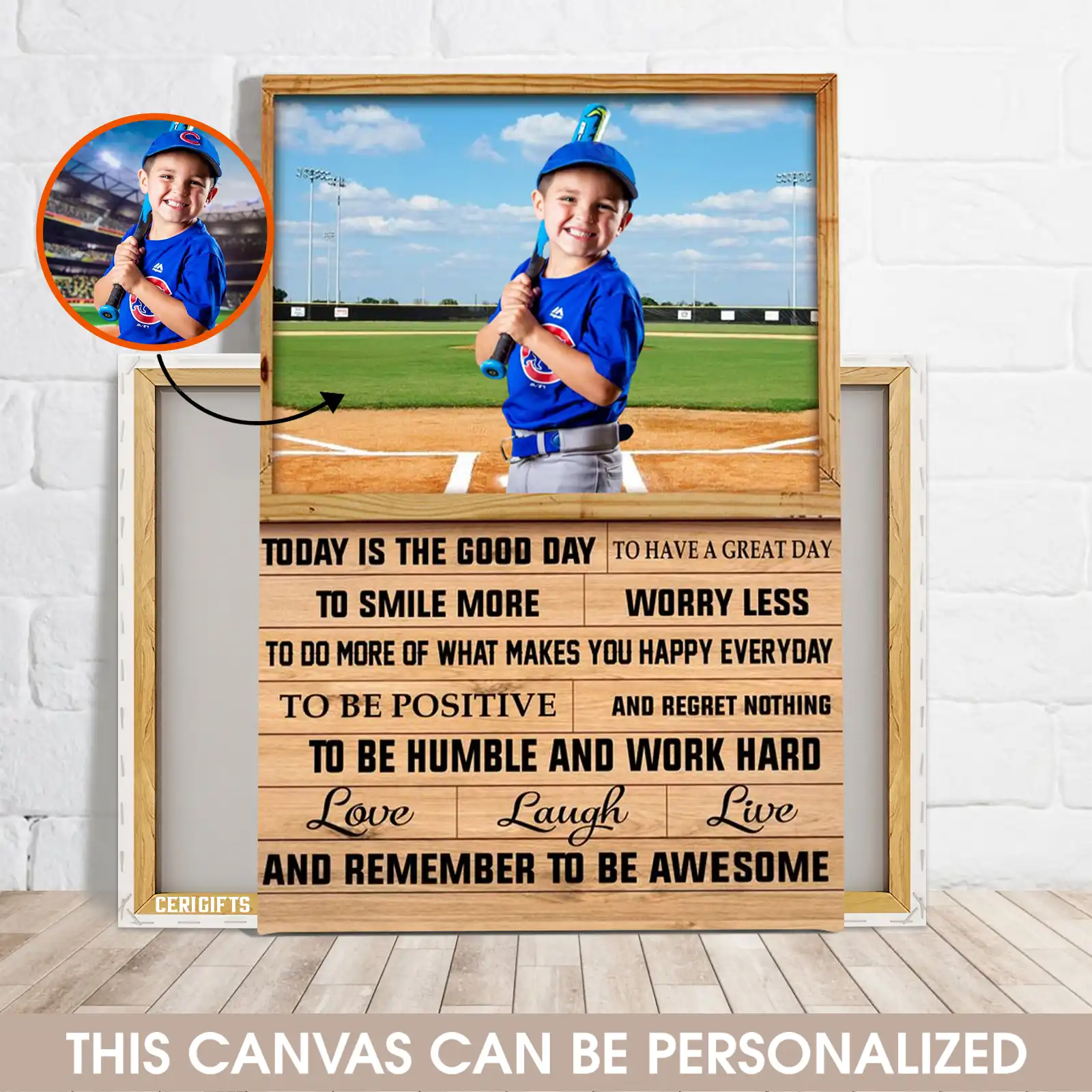 Perfect Gifts To Son Daughter, Grandson Granddaughter Play Baseball Custom Photo Wall Art Canvas Print From Mom, Dad, Grandma, Grandpa, To Be Awesome