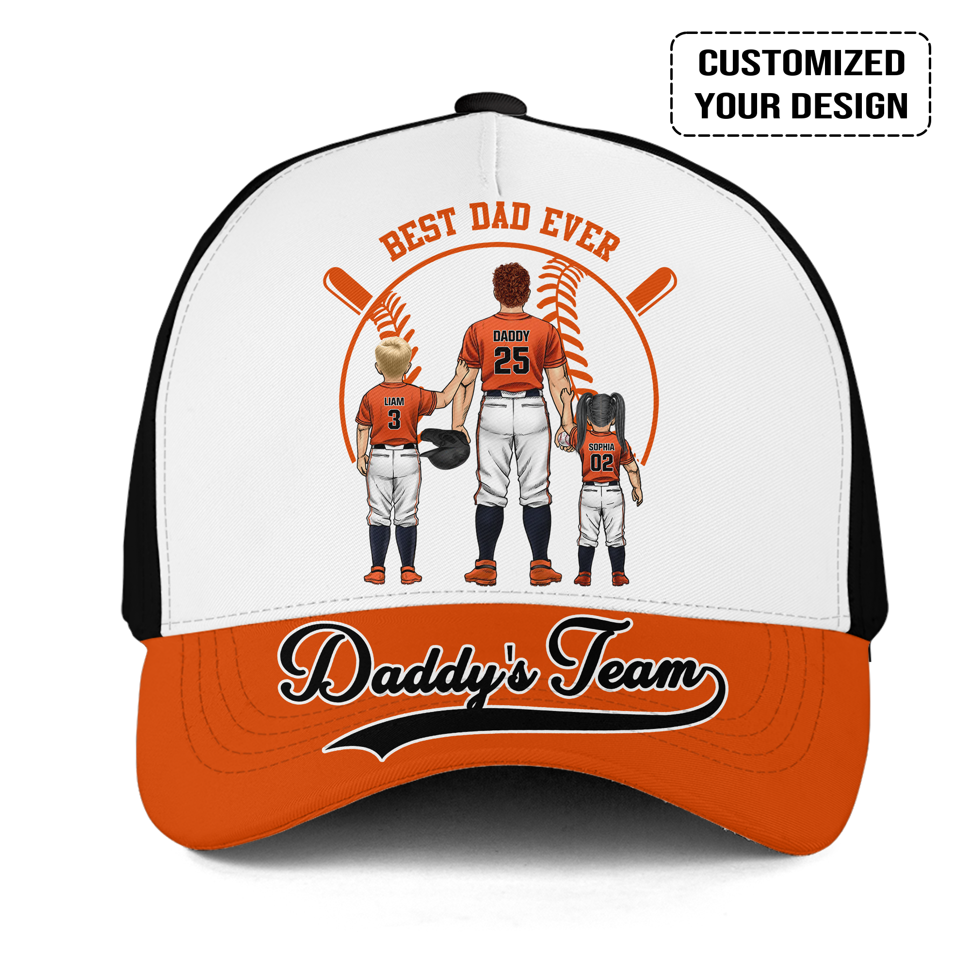 Personalized Baltimore Baseball Theme Family Dad Cap, Best Dad Ever, Daddy's Team Hat For Dad, Father, Grandpa, Family