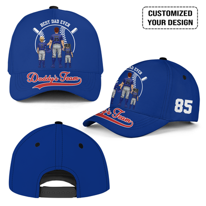 Personalized Chicago C Baseball Theme Family Dad Cap, Best Dad Ever, Daddy's Team Hat For Dad, Father, Grandpa, Family