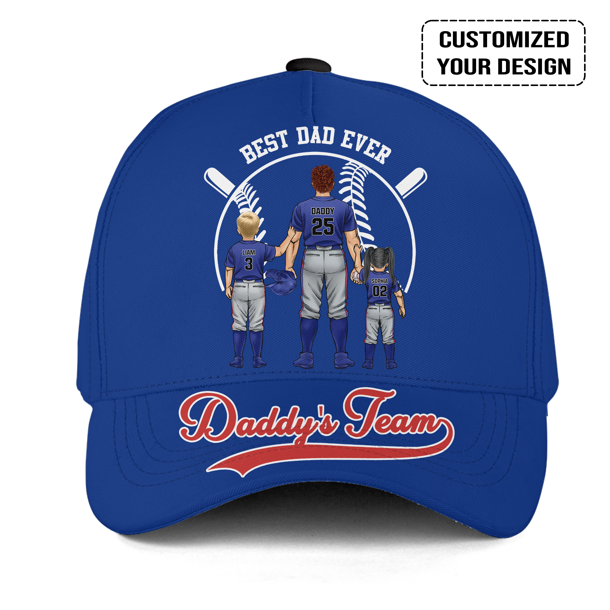 Personalized Chicago C Baseball Theme Family Dad Cap, Best Dad Ever, Daddy's Team Hat For Dad, Father, Grandpa, Family