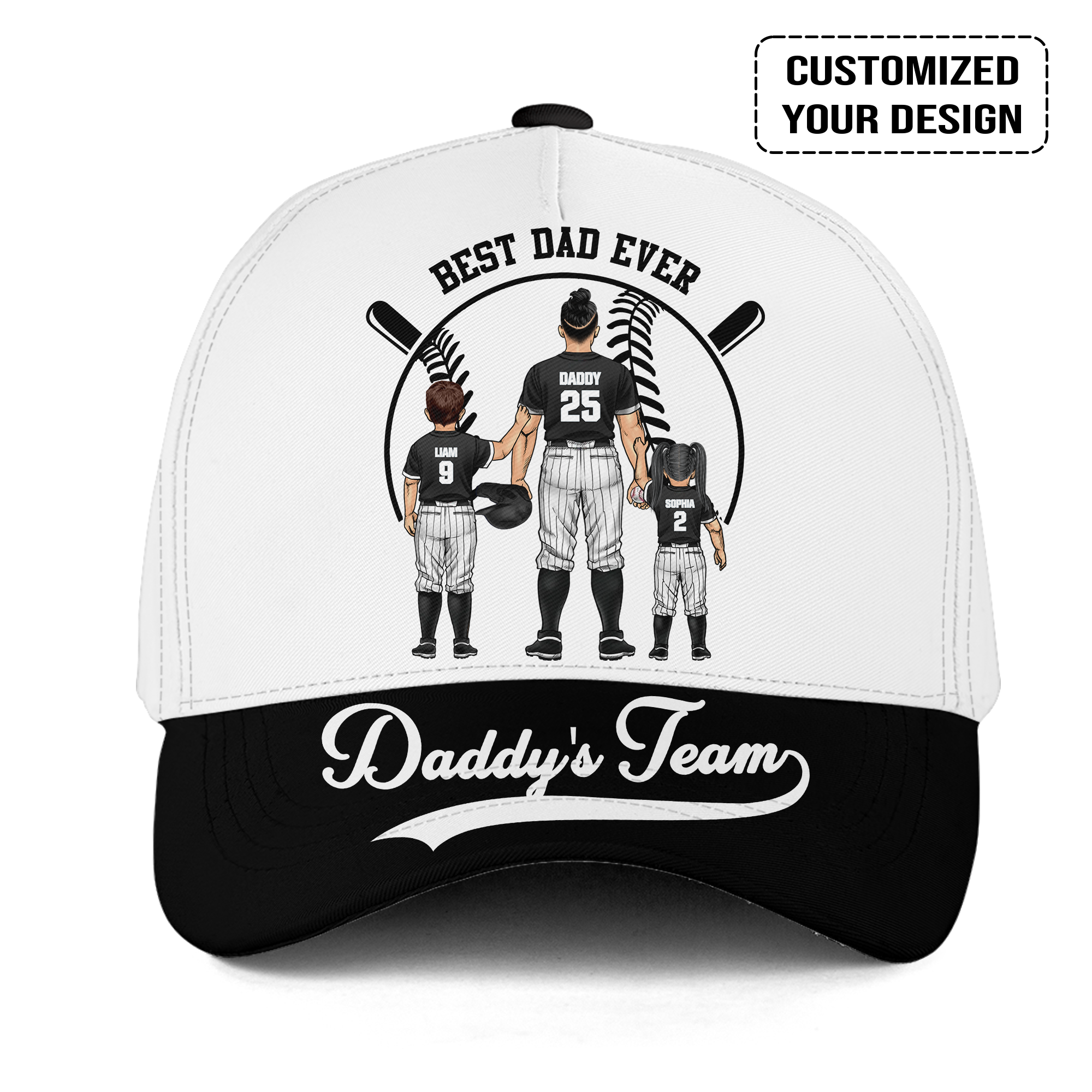 Personalized Chicago WS Baseball Theme Family Dad Cap, Best Dad Ever, Daddy's Team Hat For Dad, Father, Grandpa, Family