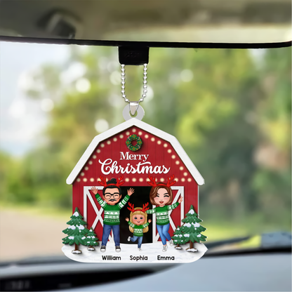 Personalized Christmas Farm House Family Tabletop Fireplace Decor Acrylic Ornament, Best Christmas Decor, Gift For Family