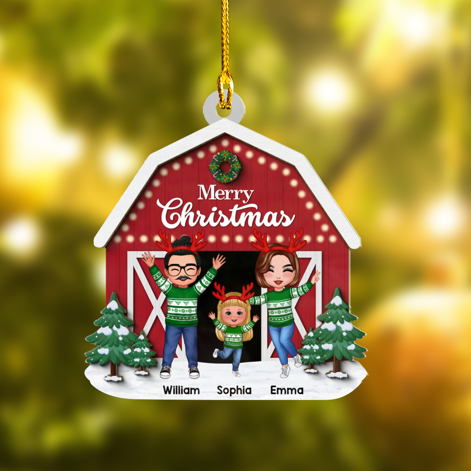 Personalized Christmas Farm House Family Tabletop Fireplace Decor Acrylic Ornament, Best Christmas Decor, Gift For Family