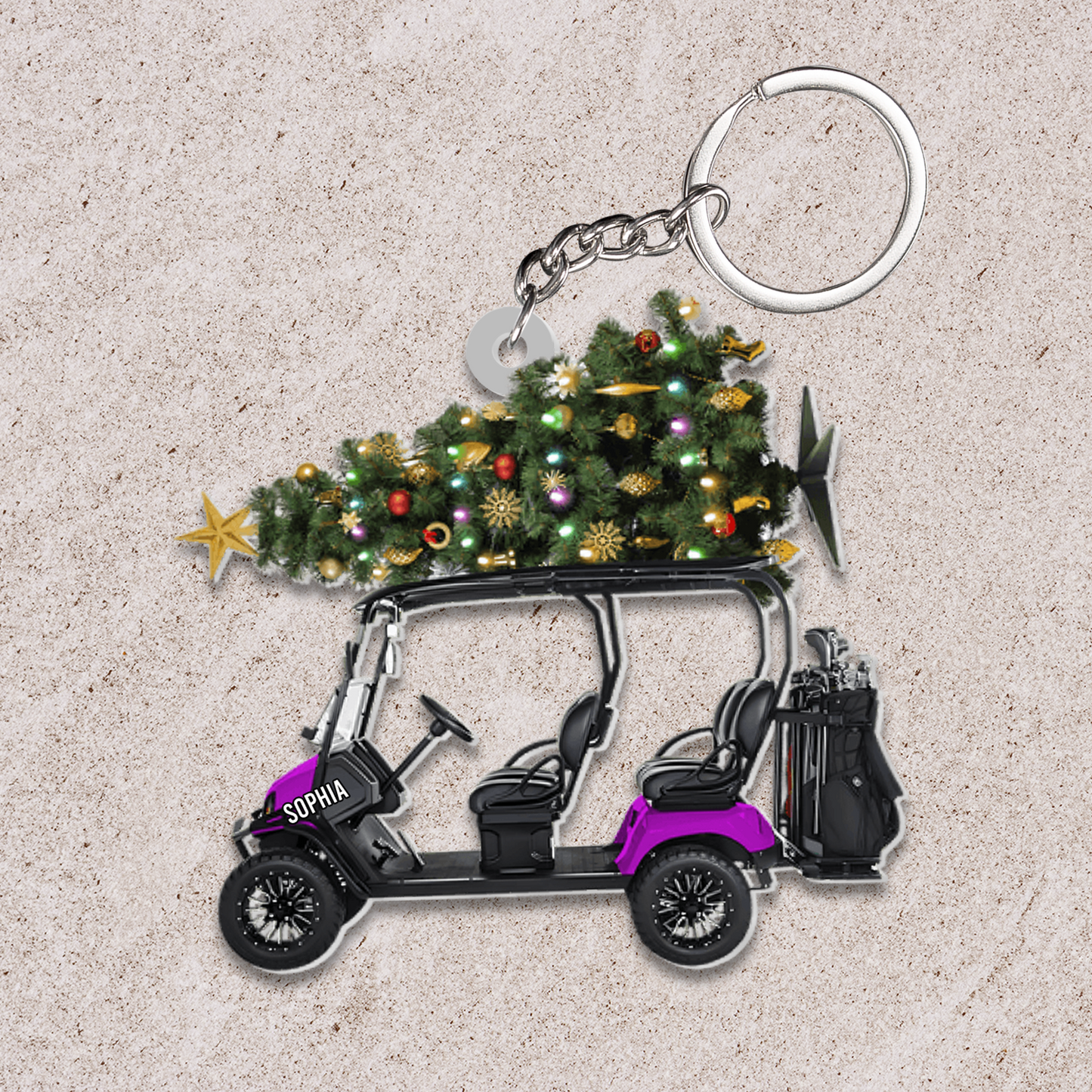 Personalized Christmas Tree Riding Golf Cart Flat Acrylic Ornament, Meaningful Christmas Ornament Gift For Golfer, Friends